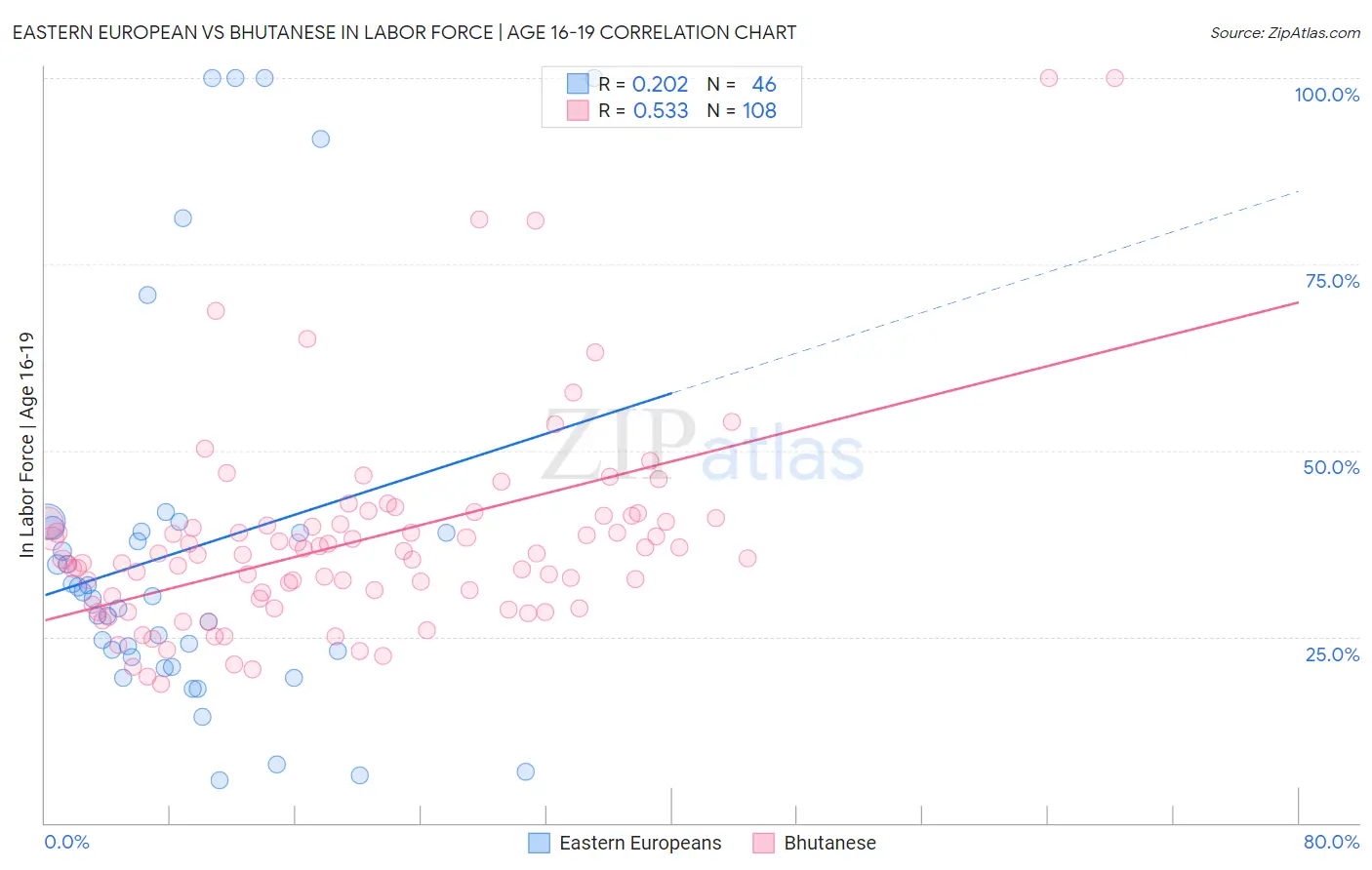 Eastern European vs Bhutanese In Labor Force | Age 16-19