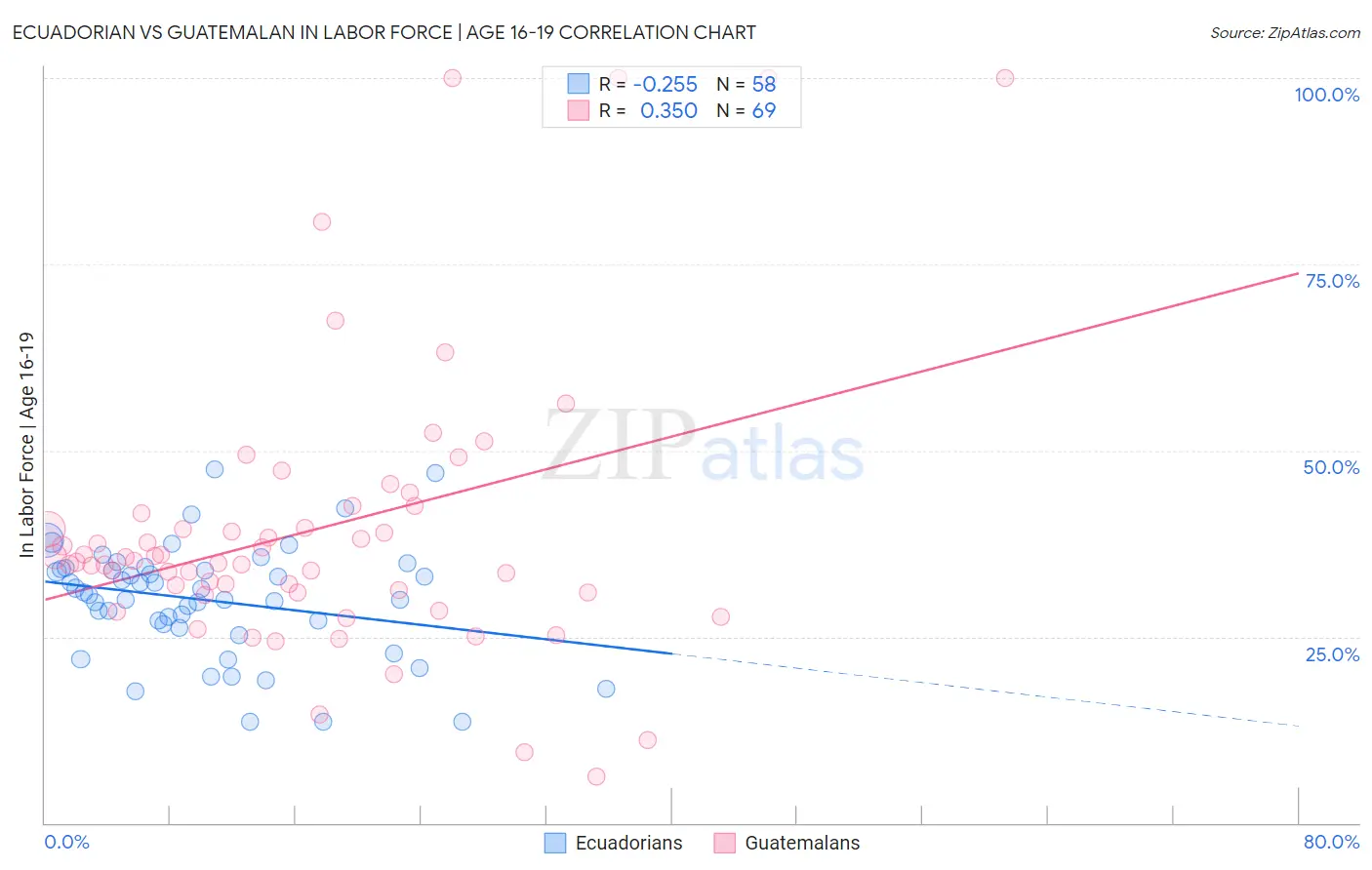 Ecuadorian vs Guatemalan In Labor Force | Age 16-19