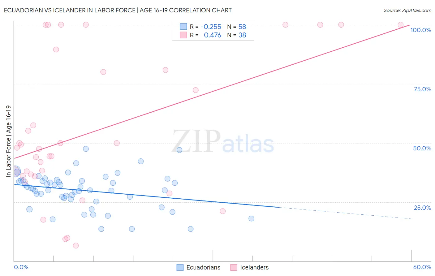 Ecuadorian vs Icelander In Labor Force | Age 16-19