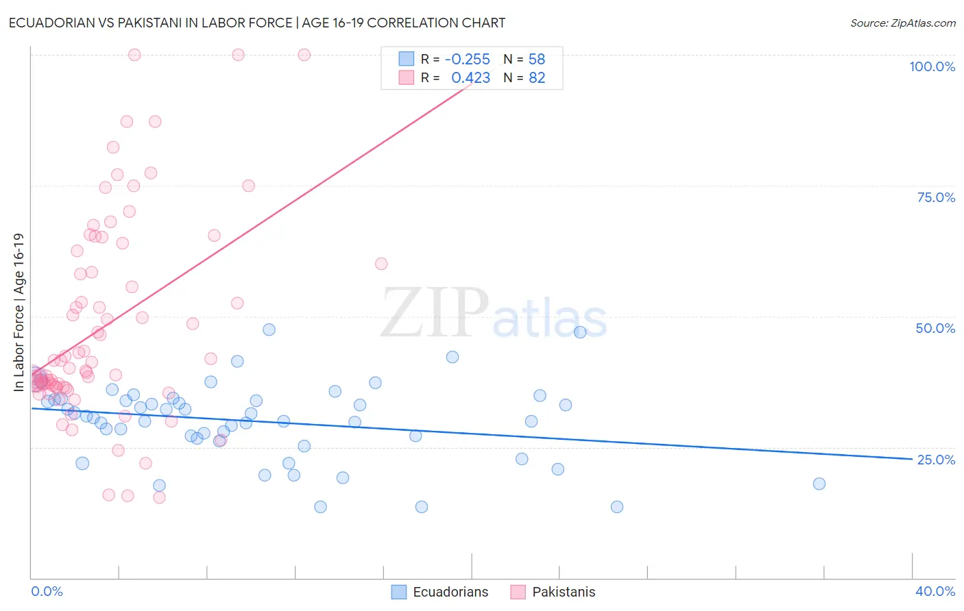 Ecuadorian vs Pakistani In Labor Force | Age 16-19