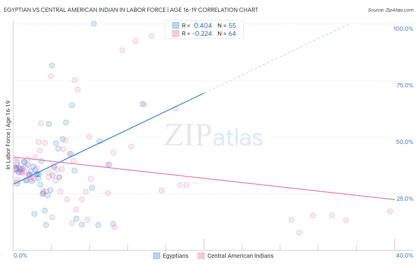 Egyptian vs Central American Indian In Labor Force | Age 16-19