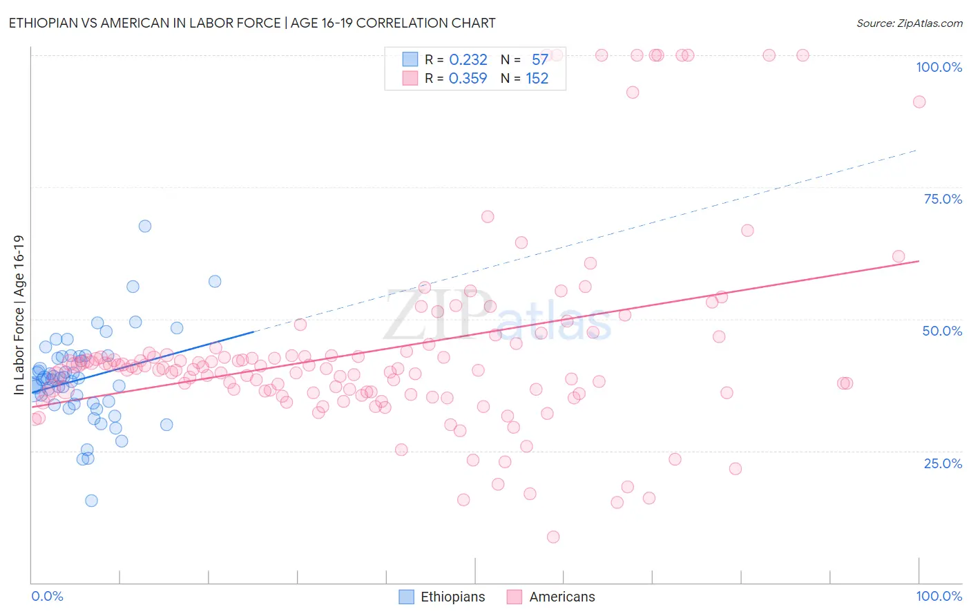 Ethiopian vs American In Labor Force | Age 16-19