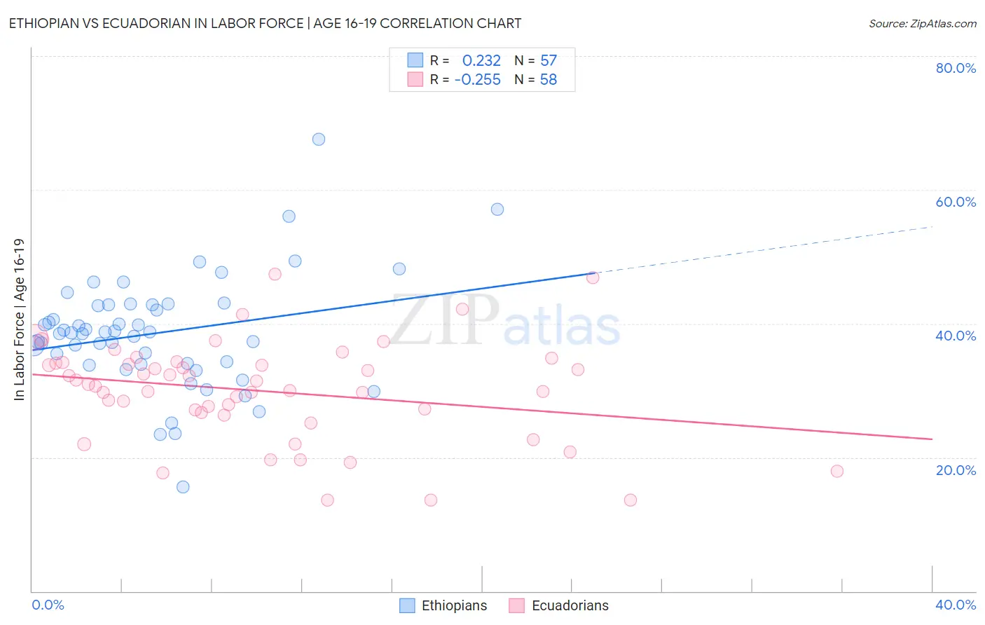 Ethiopian vs Ecuadorian In Labor Force | Age 16-19