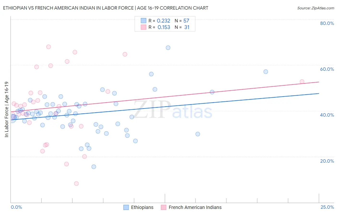 Ethiopian vs French American Indian In Labor Force | Age 16-19