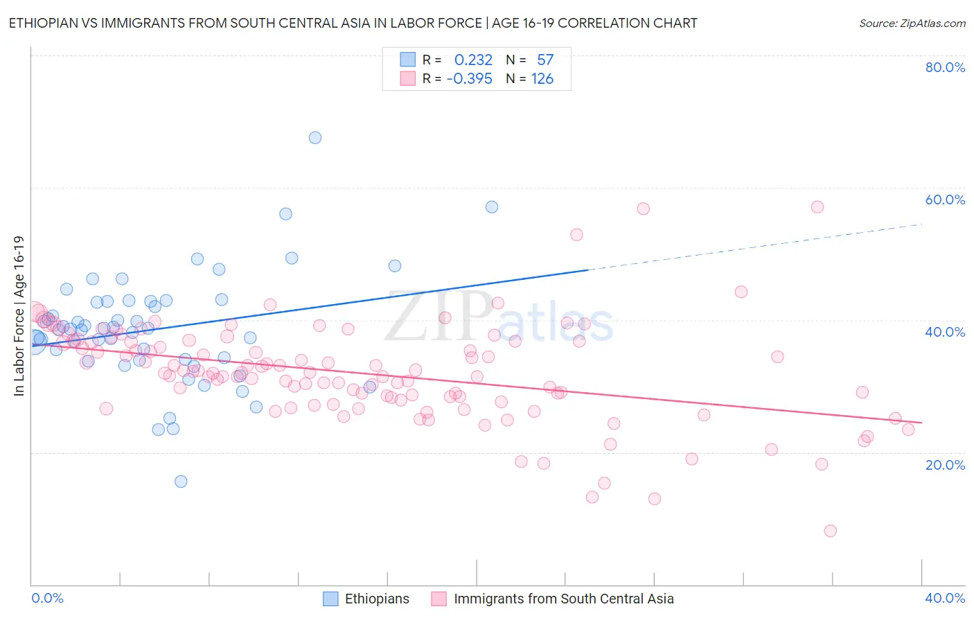 Ethiopian vs Immigrants from South Central Asia In Labor Force | Age 16-19