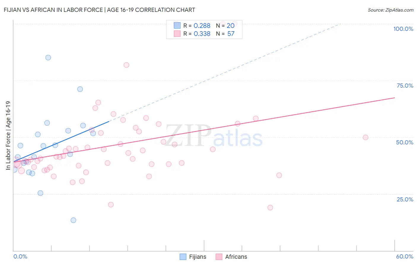 Fijian vs African In Labor Force | Age 16-19