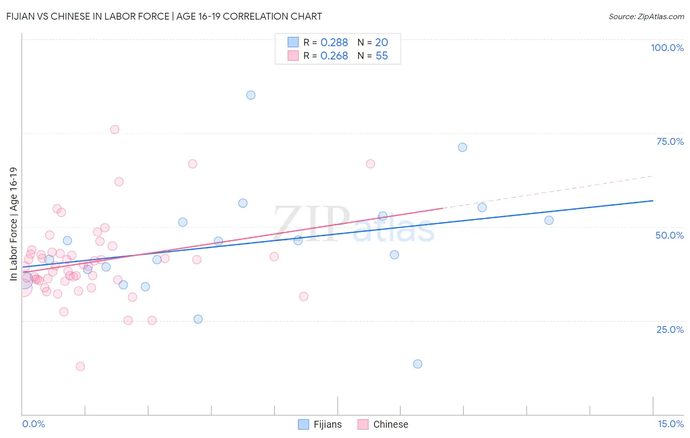 Fijian vs Chinese In Labor Force | Age 16-19