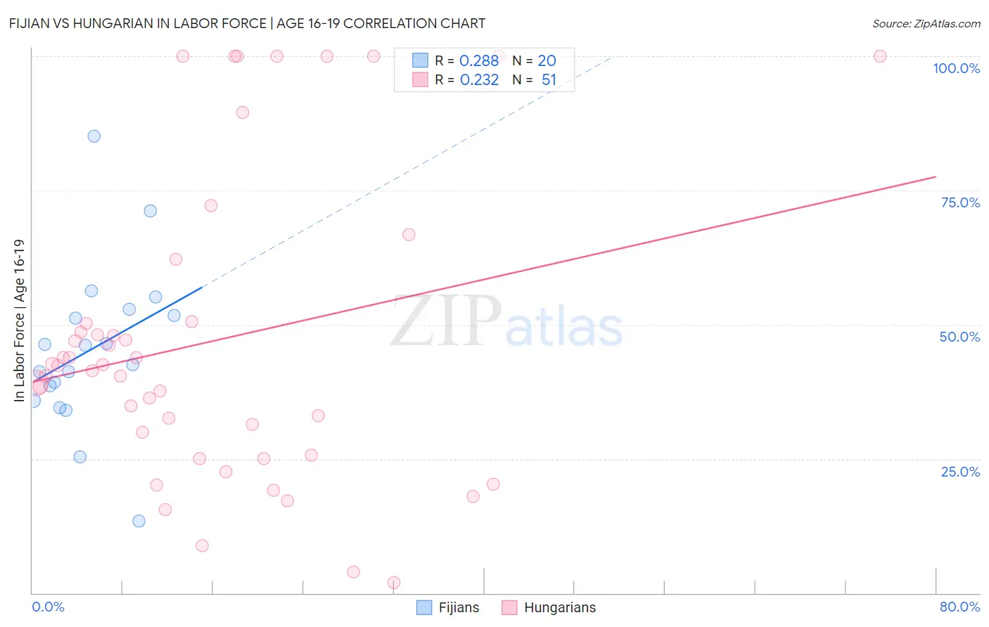 Fijian vs Hungarian In Labor Force | Age 16-19