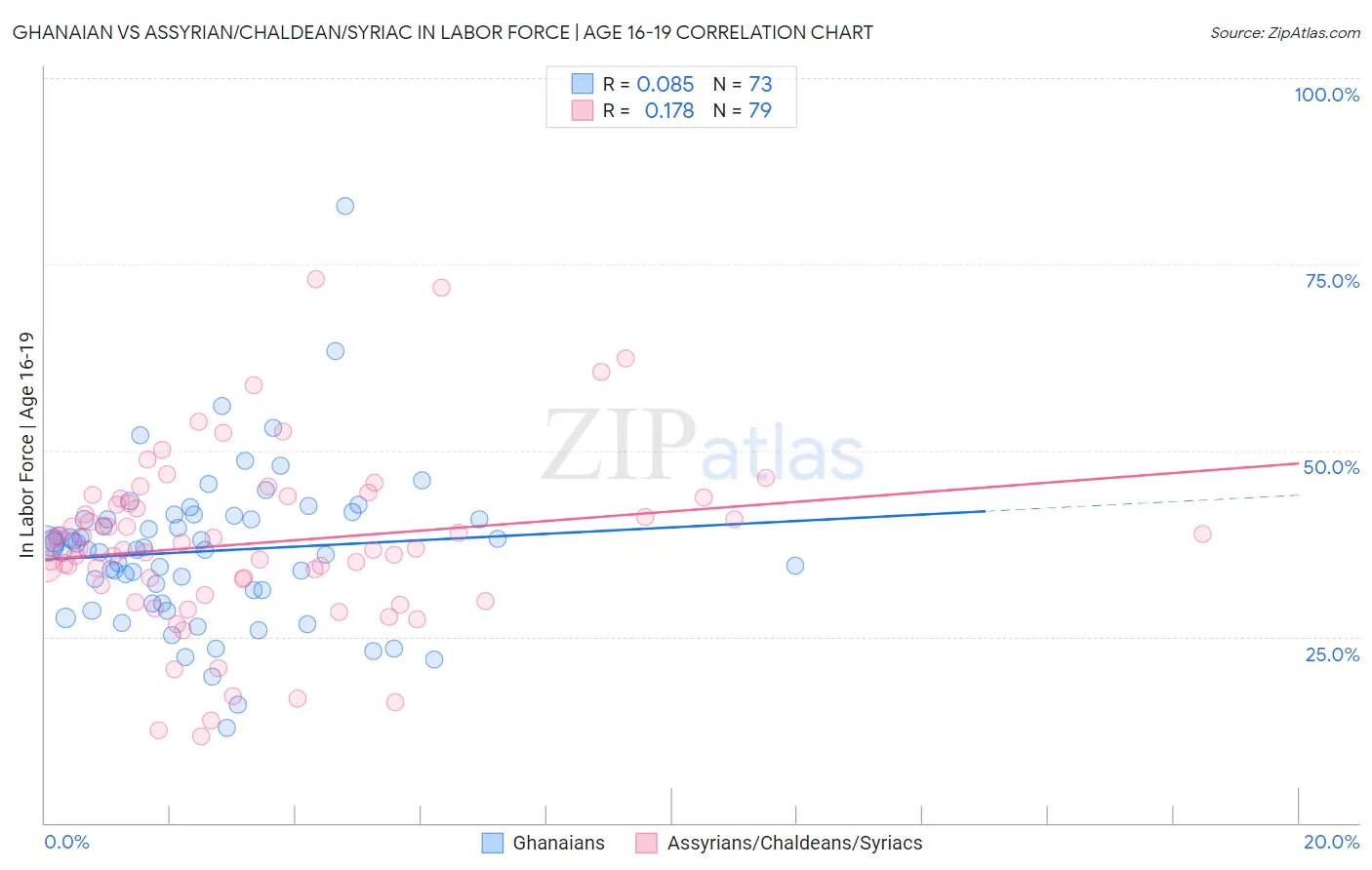 Ghanaian vs Assyrian/Chaldean/Syriac In Labor Force | Age 16-19