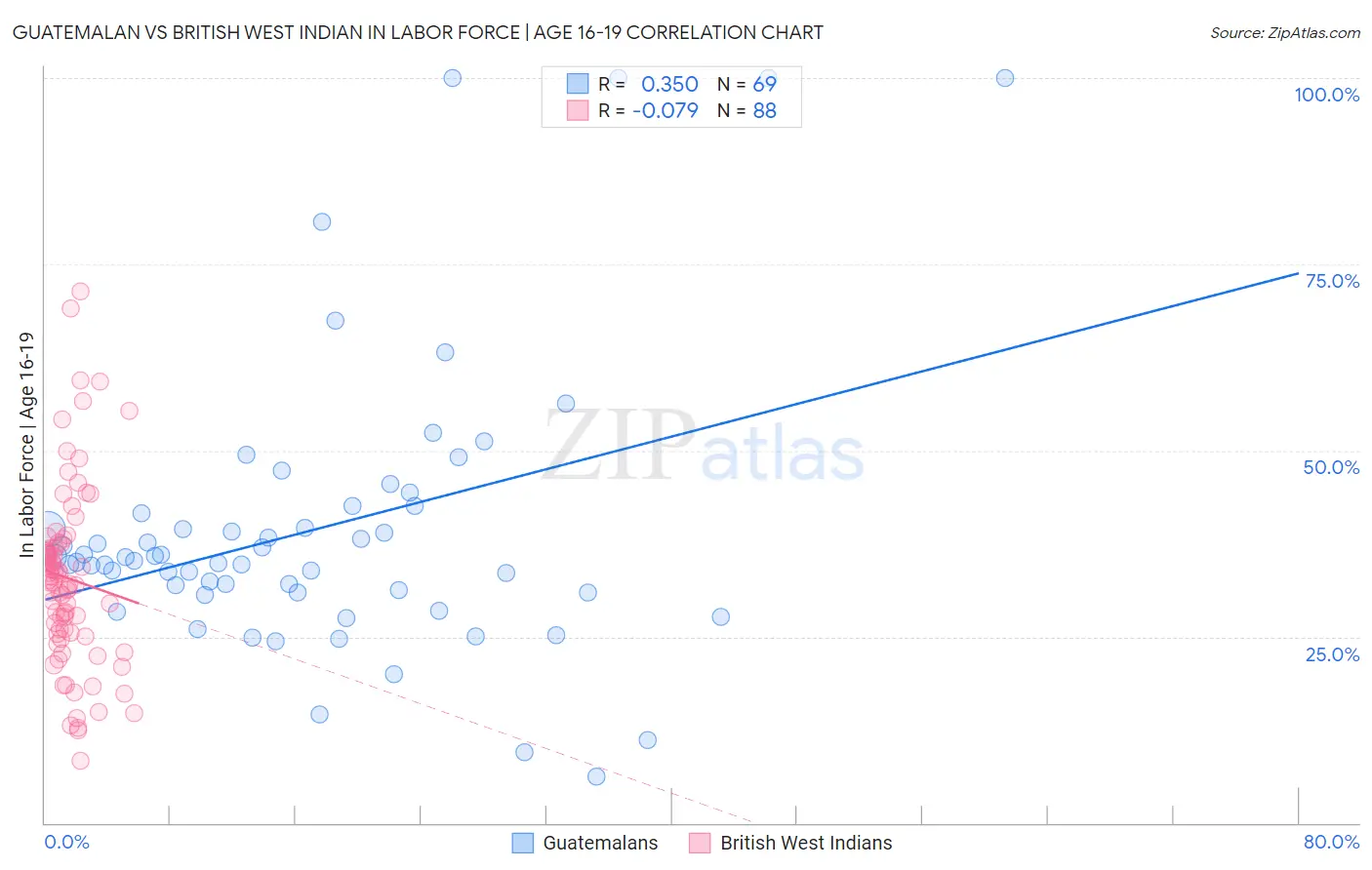 Guatemalan vs British West Indian In Labor Force | Age 16-19