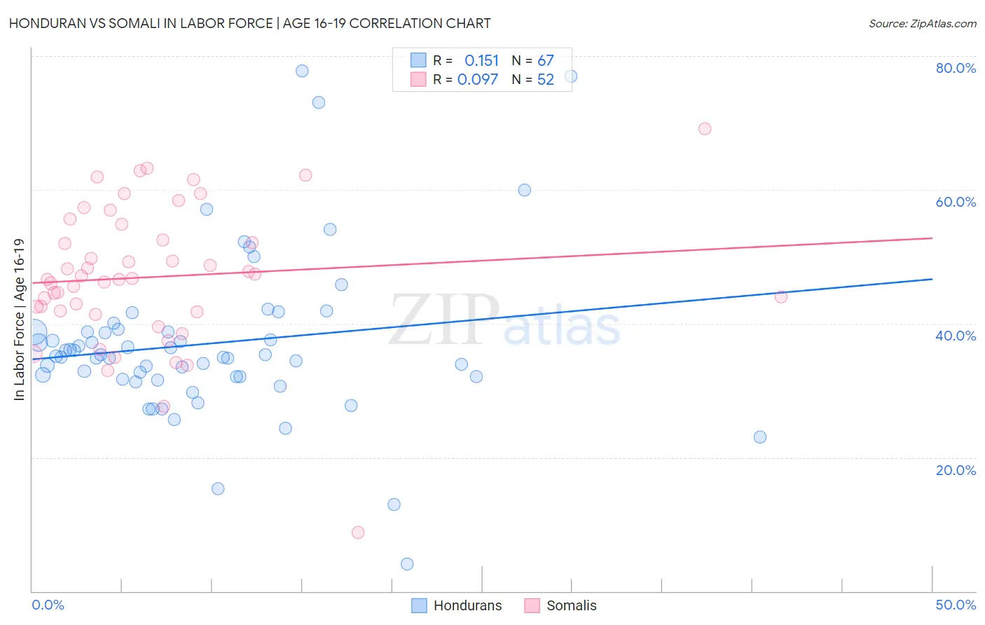 Honduran vs Somali In Labor Force | Age 16-19