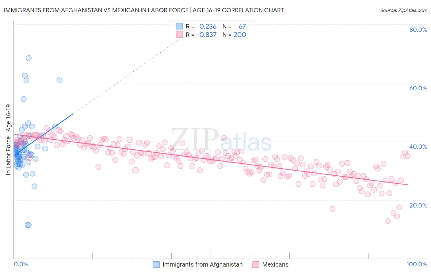 Immigrants from Afghanistan vs Mexican In Labor Force | Age 16-19