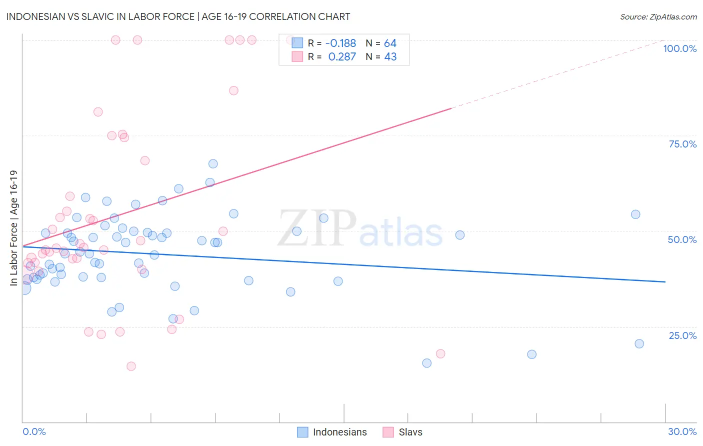 Indonesian vs Slavic In Labor Force | Age 16-19