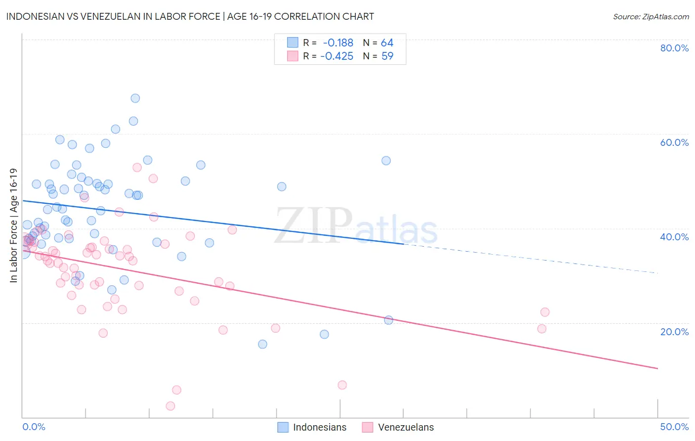 Indonesian vs Venezuelan In Labor Force | Age 16-19