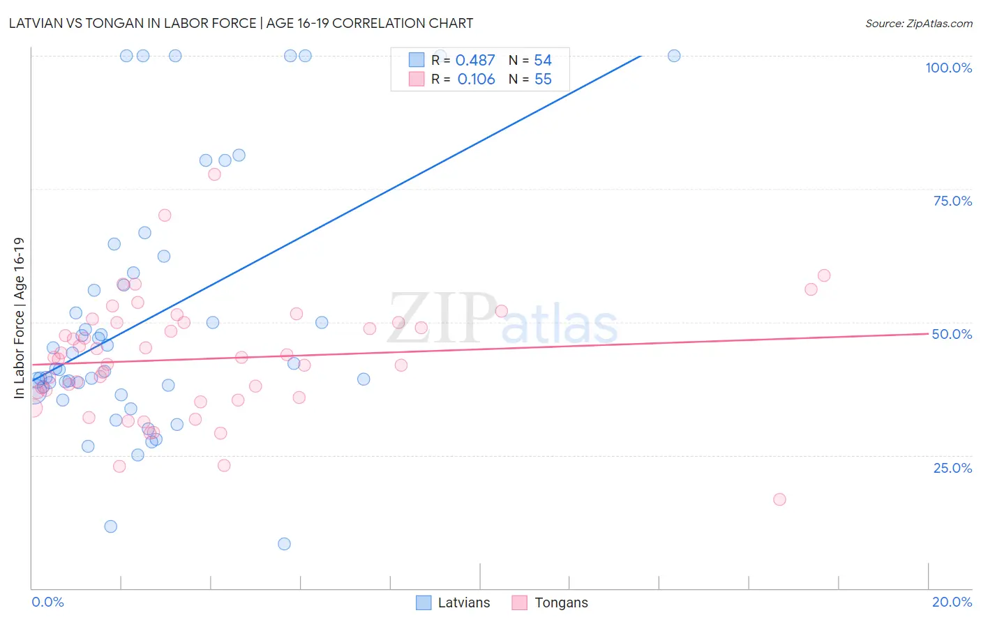 Latvian vs Tongan In Labor Force | Age 16-19