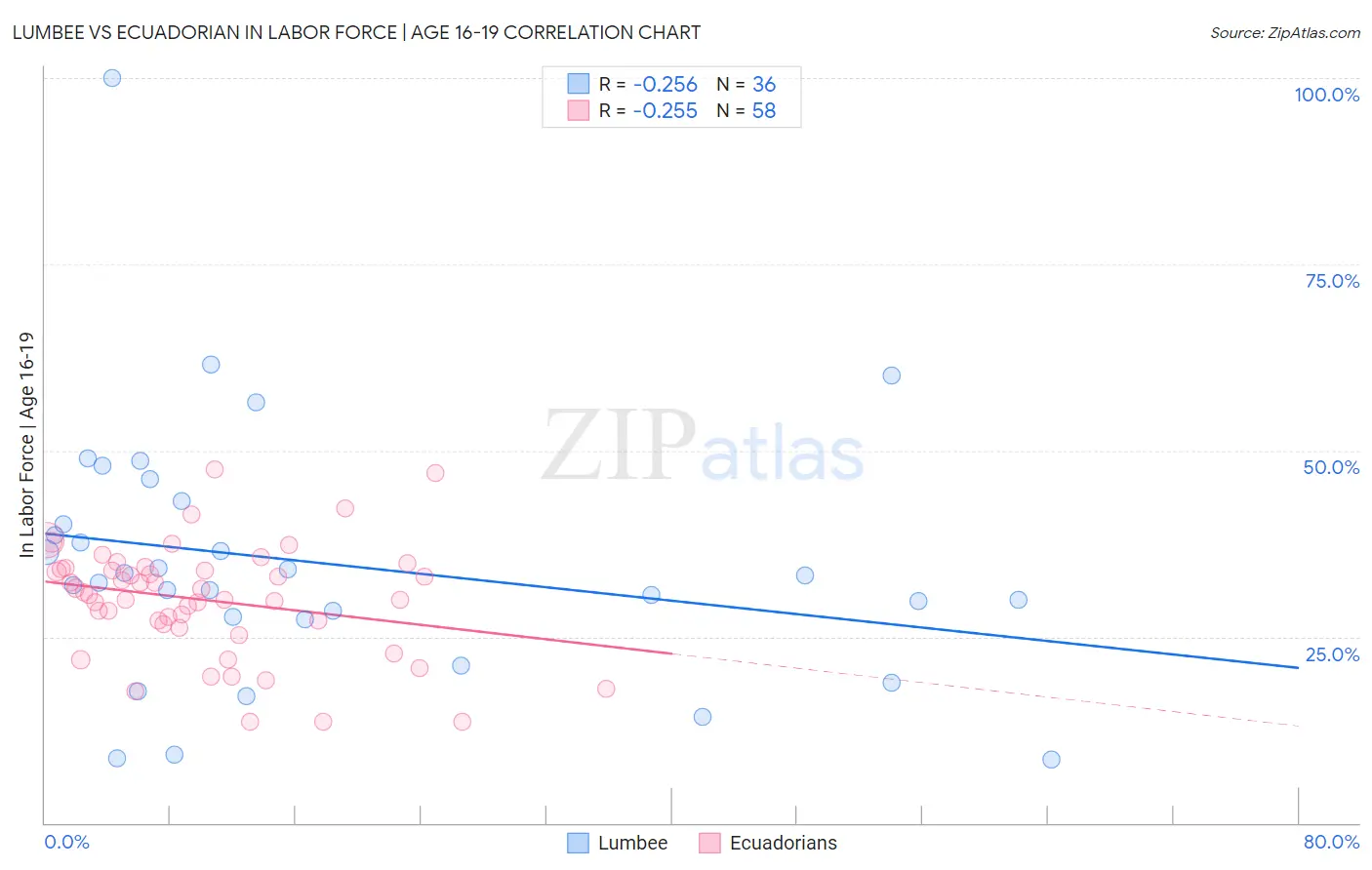 Lumbee vs Ecuadorian In Labor Force | Age 16-19