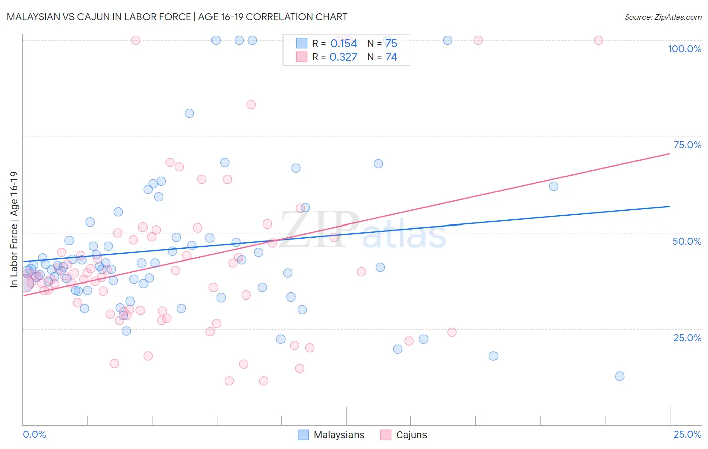 Malaysian vs Cajun In Labor Force | Age 16-19