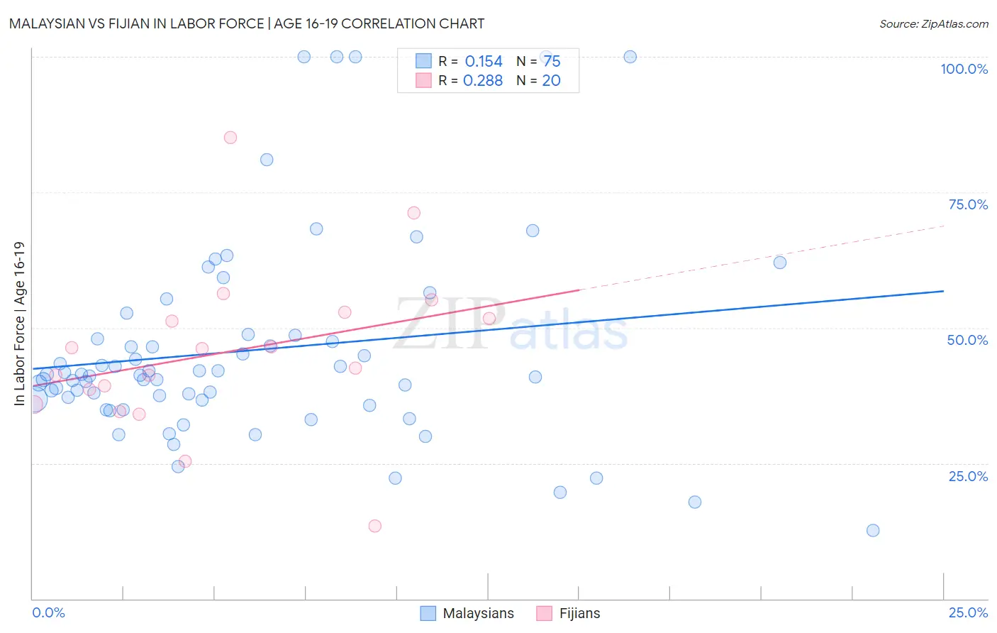 Malaysian vs Fijian In Labor Force | Age 16-19