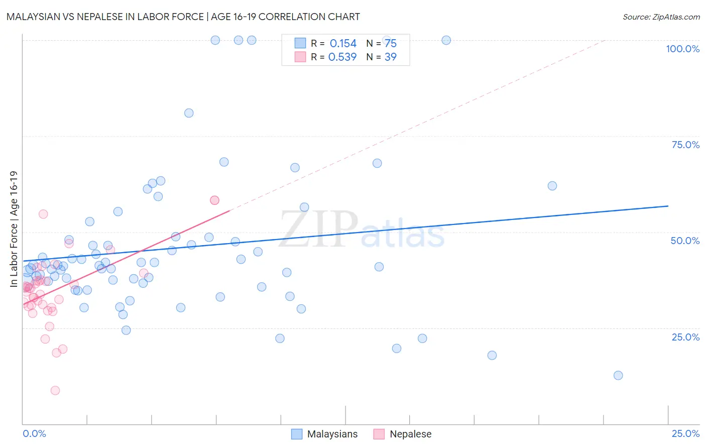 Malaysian vs Nepalese In Labor Force | Age 16-19