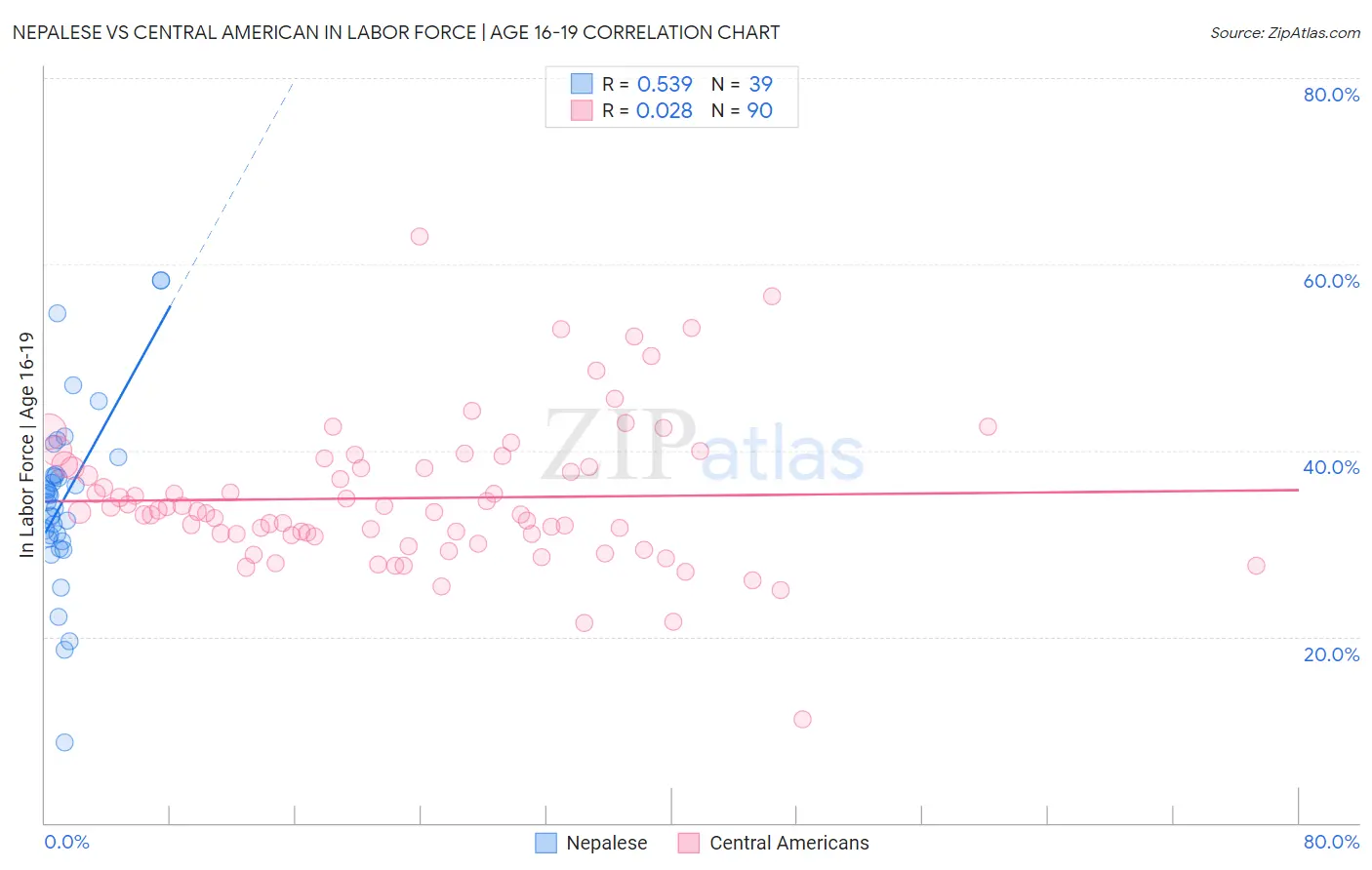 Nepalese vs Central American In Labor Force | Age 16-19