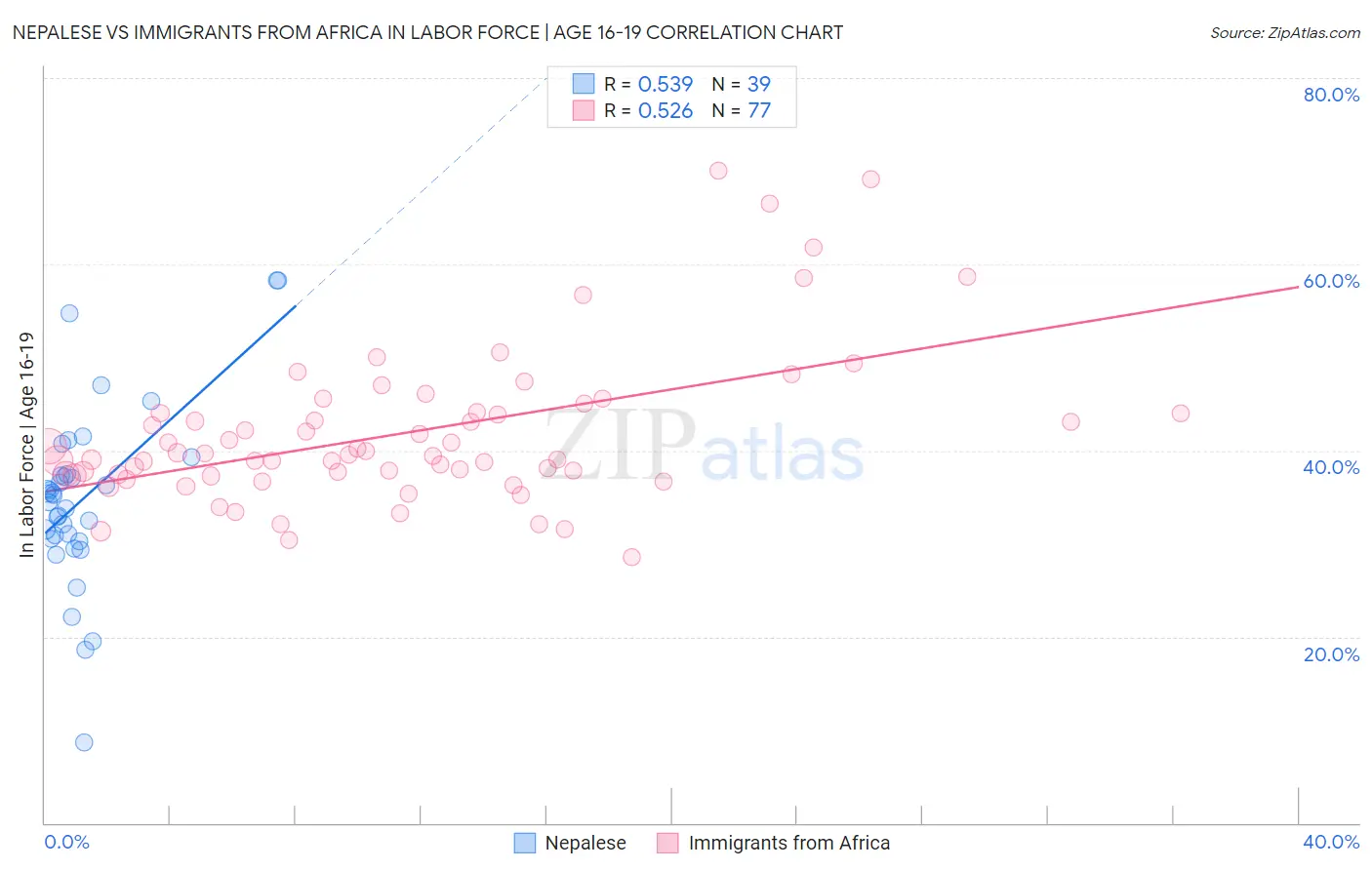 Nepalese vs Immigrants from Africa In Labor Force | Age 16-19