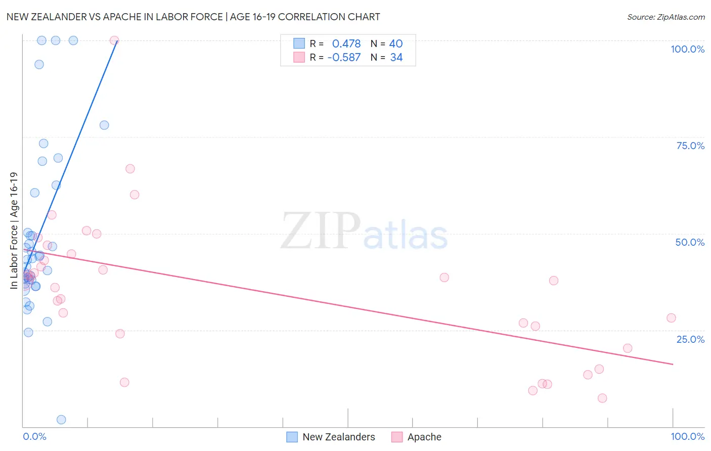 New Zealander vs Apache In Labor Force | Age 16-19