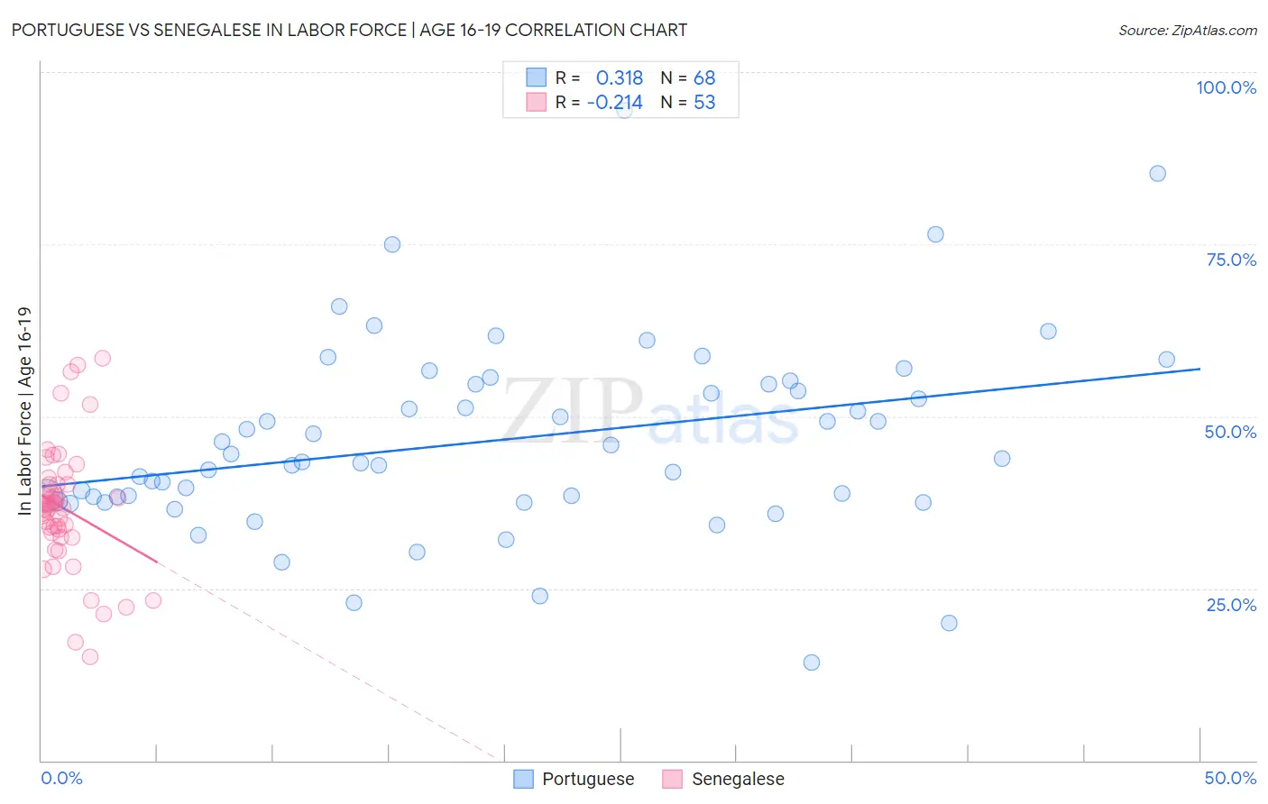 Portuguese vs Senegalese In Labor Force | Age 16-19