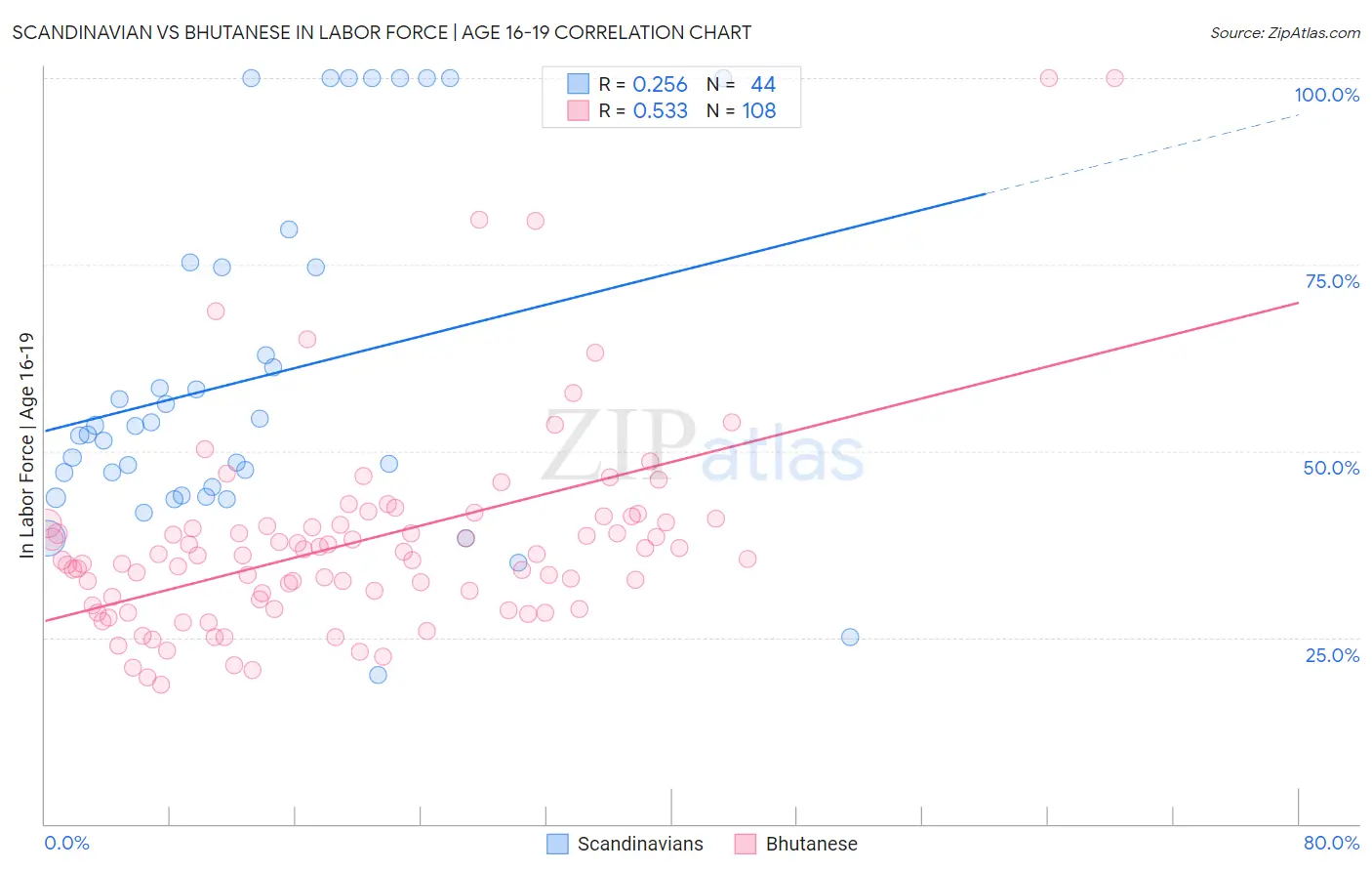 Scandinavian vs Bhutanese In Labor Force | Age 16-19