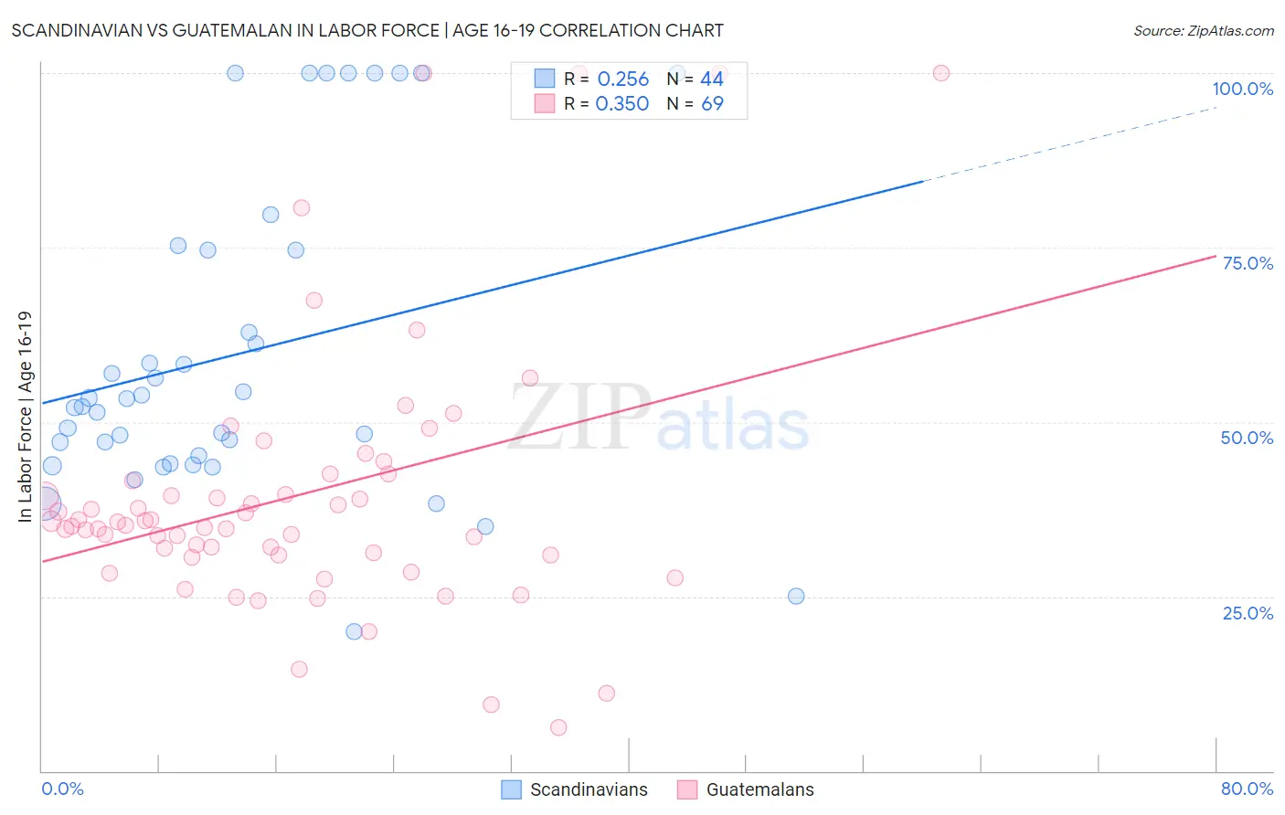 Scandinavian vs Guatemalan In Labor Force | Age 16-19