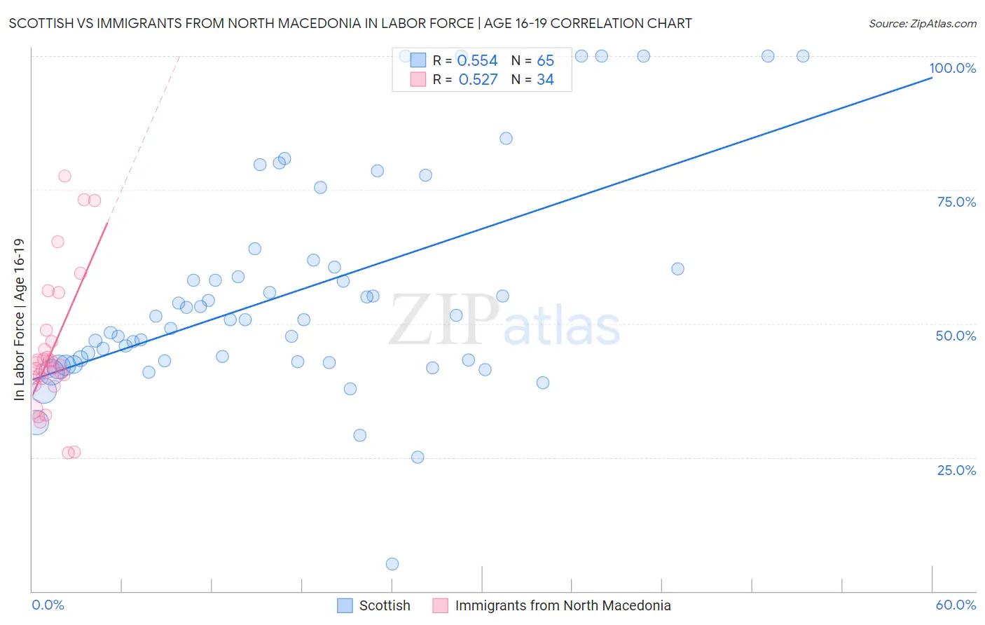 Scottish vs Immigrants from North Macedonia In Labor Force | Age 16-19