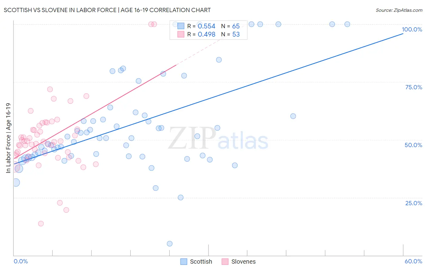 Scottish vs Slovene In Labor Force | Age 16-19