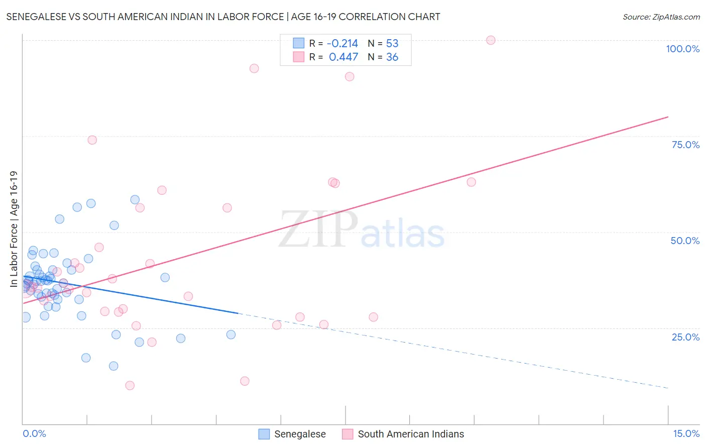 Senegalese vs South American Indian In Labor Force | Age 16-19