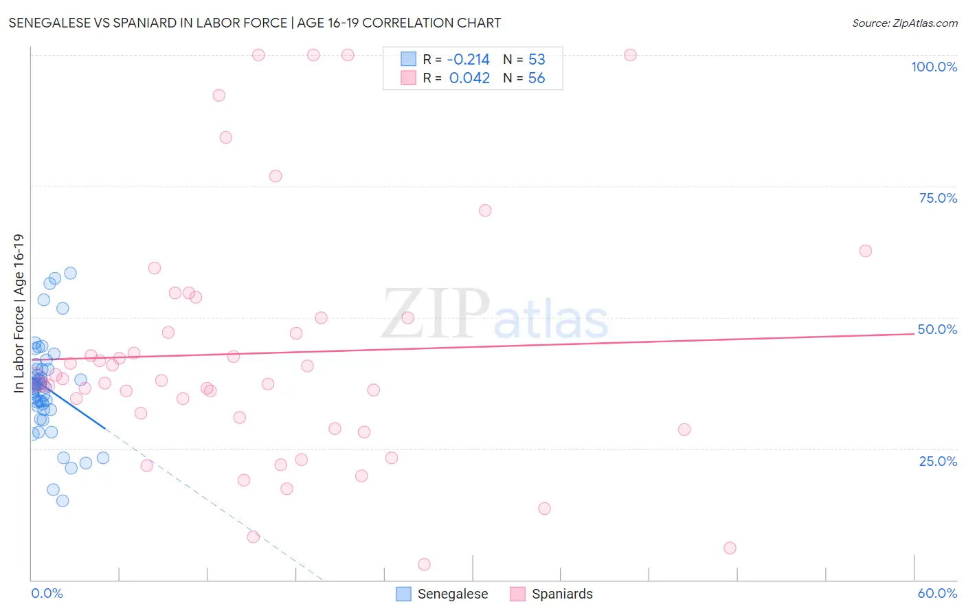 Senegalese vs Spaniard In Labor Force | Age 16-19