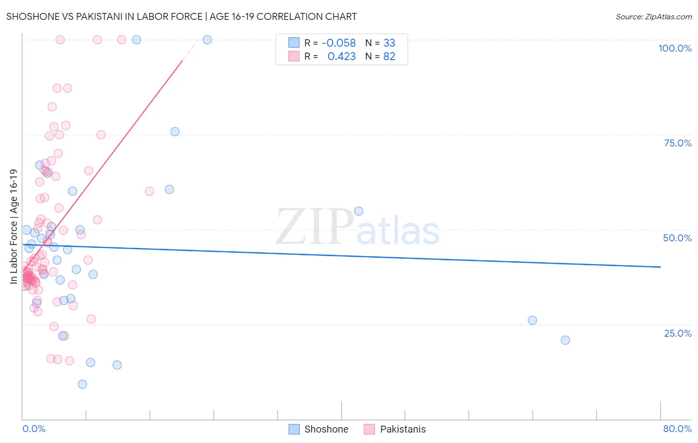 Shoshone vs Pakistani In Labor Force | Age 16-19