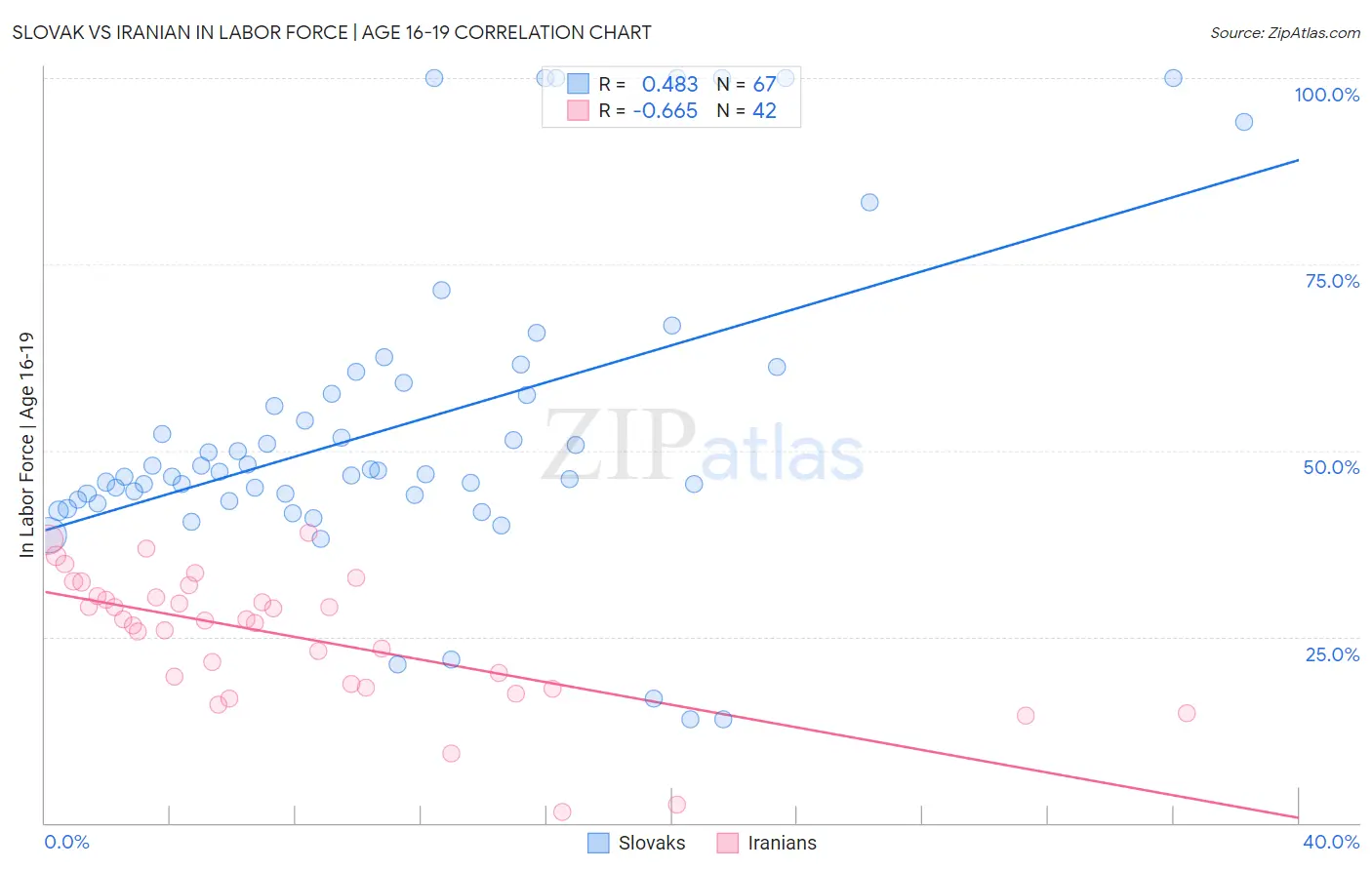 Slovak vs Iranian In Labor Force | Age 16-19