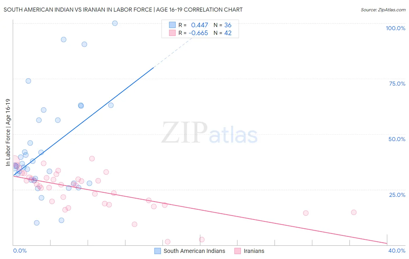 South American Indian vs Iranian In Labor Force | Age 16-19