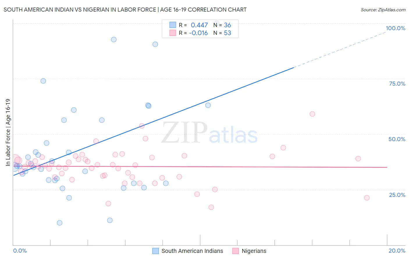 South American Indian vs Nigerian In Labor Force | Age 16-19