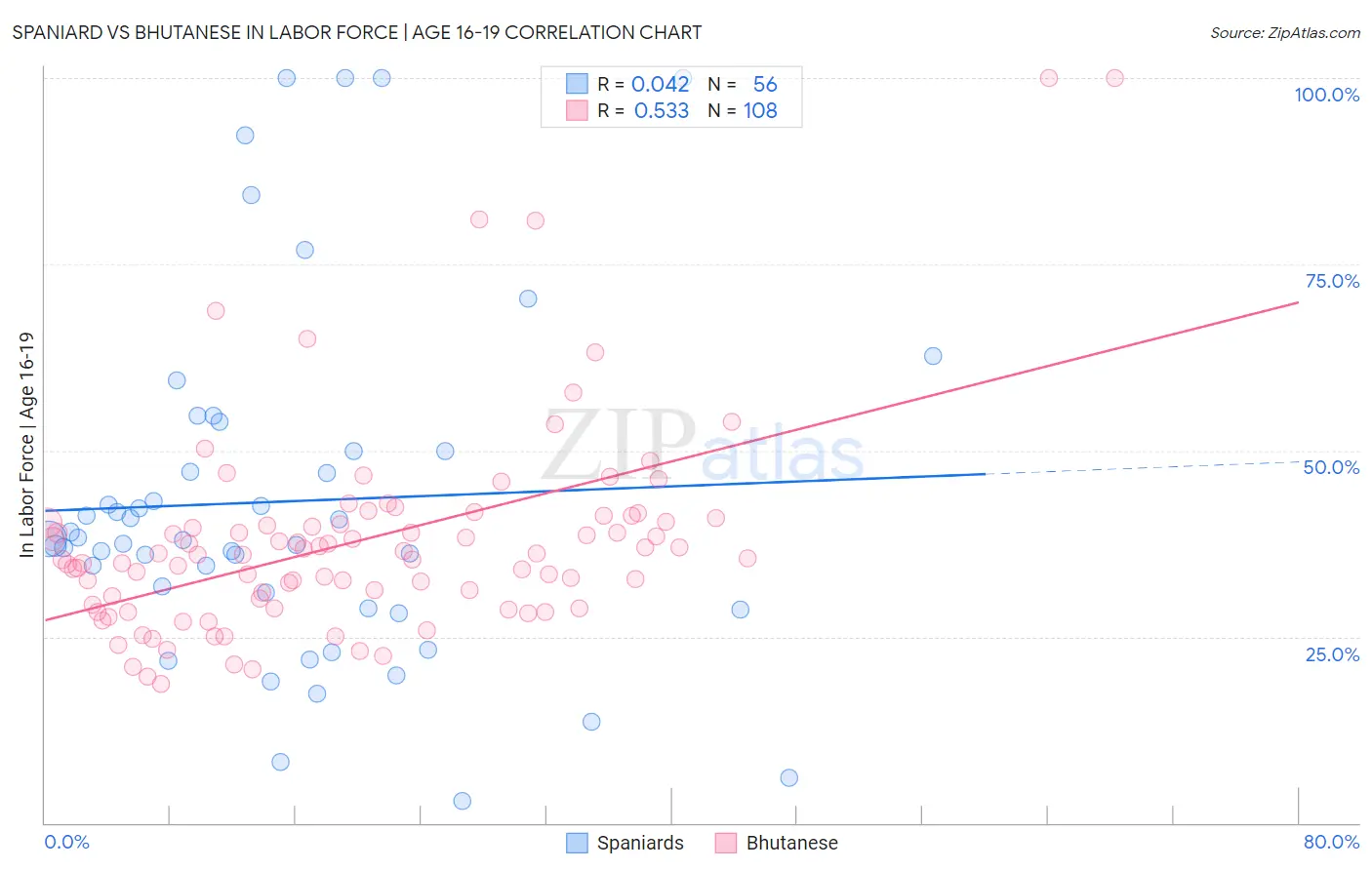 Spaniard vs Bhutanese In Labor Force | Age 16-19