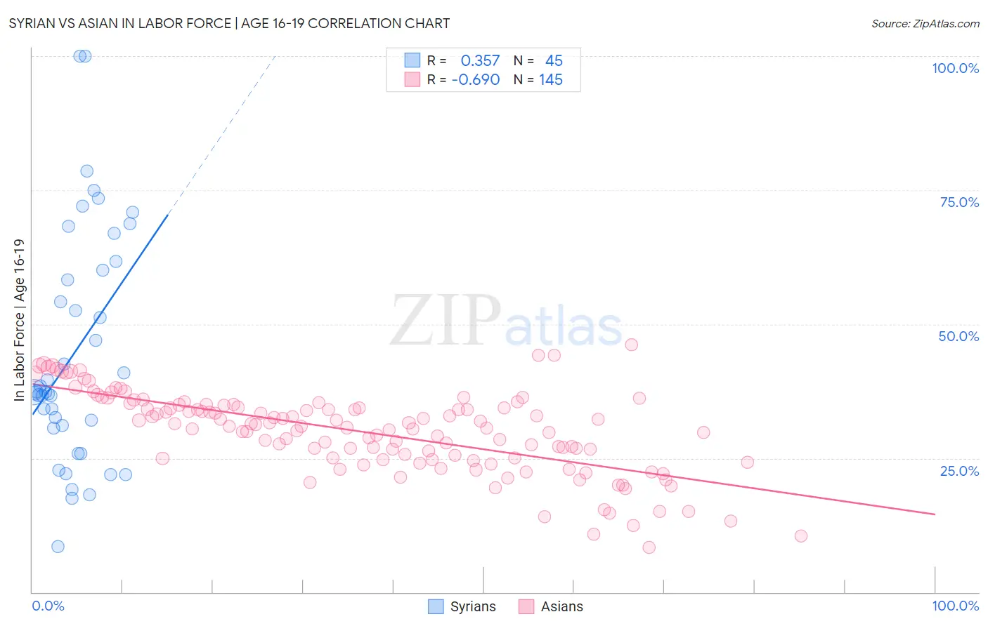 Syrian vs Asian In Labor Force | Age 16-19