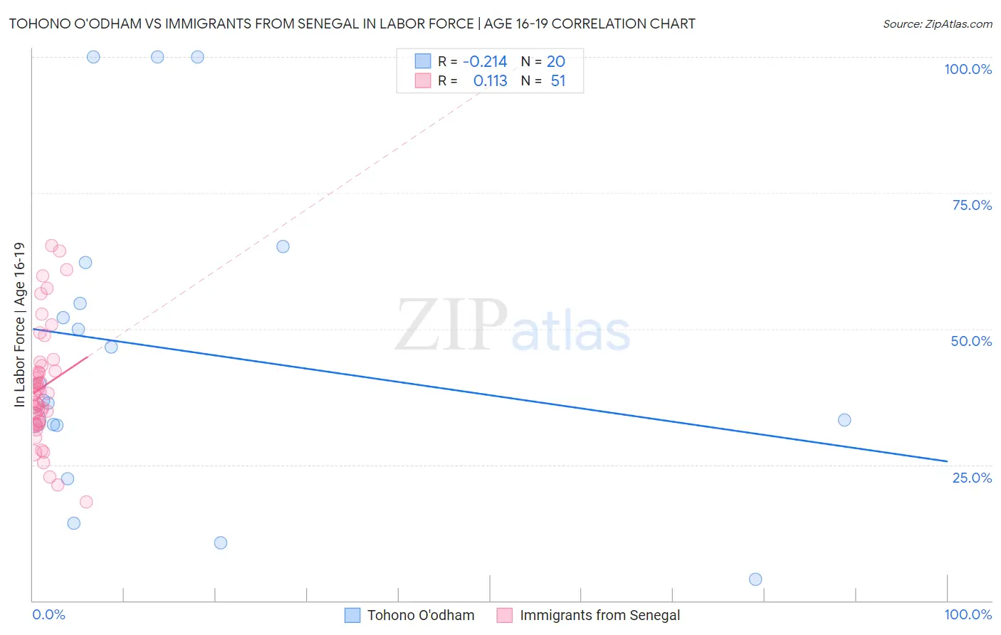 Tohono O'odham vs Immigrants from Senegal In Labor Force | Age 16-19