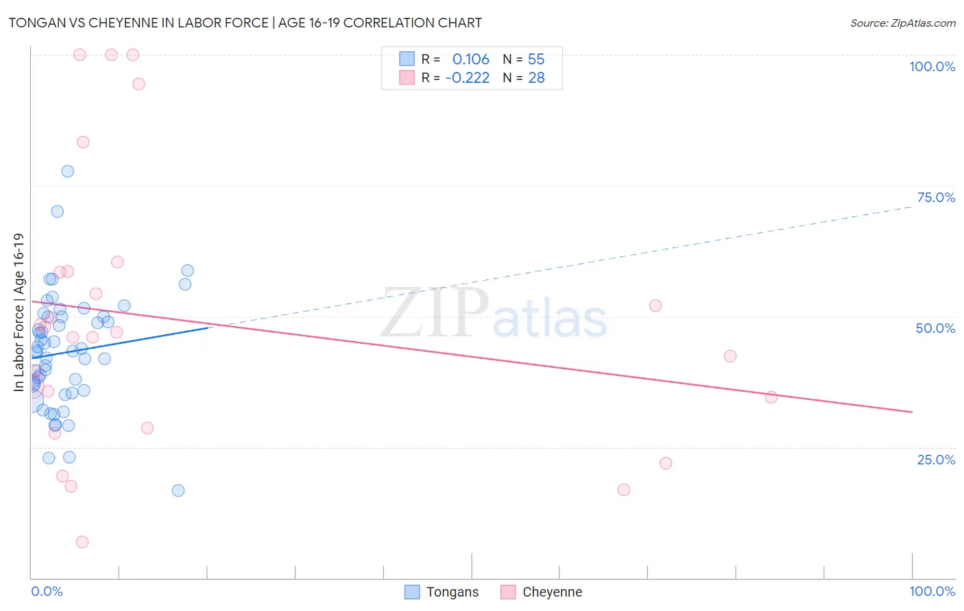 Tongan vs Cheyenne In Labor Force | Age 16-19