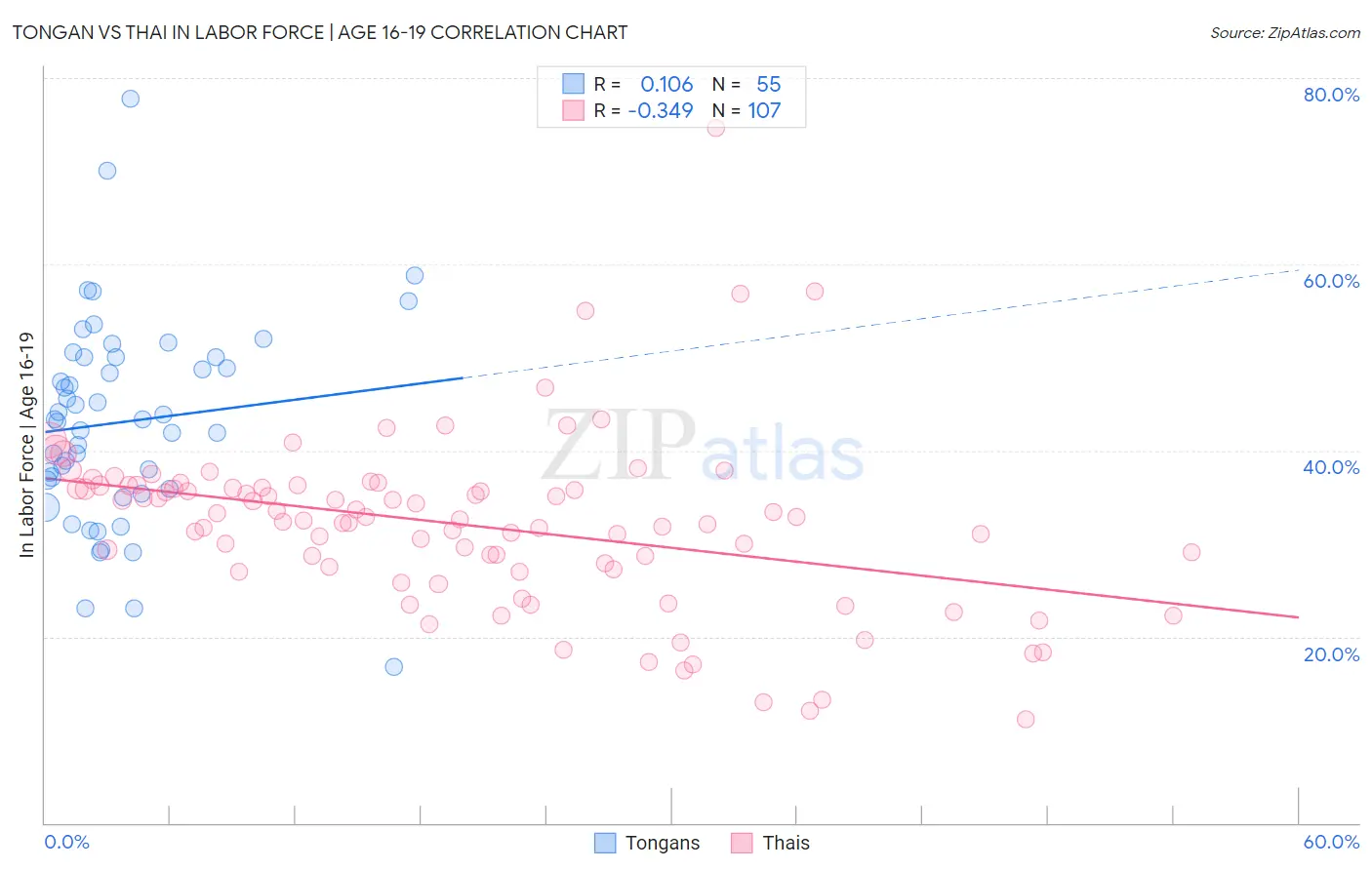 Tongan vs Thai In Labor Force | Age 16-19