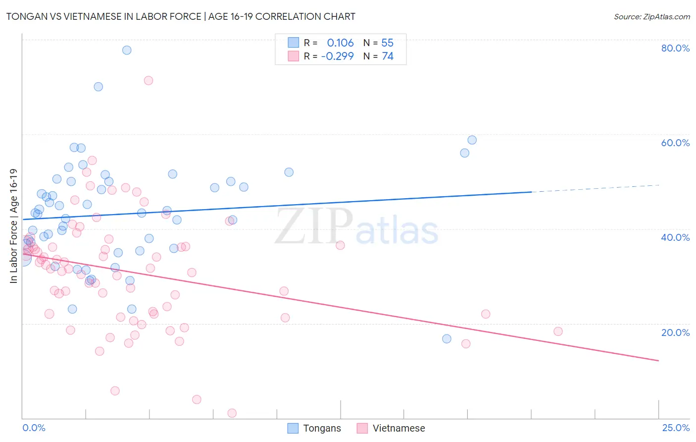 Tongan vs Vietnamese In Labor Force | Age 16-19