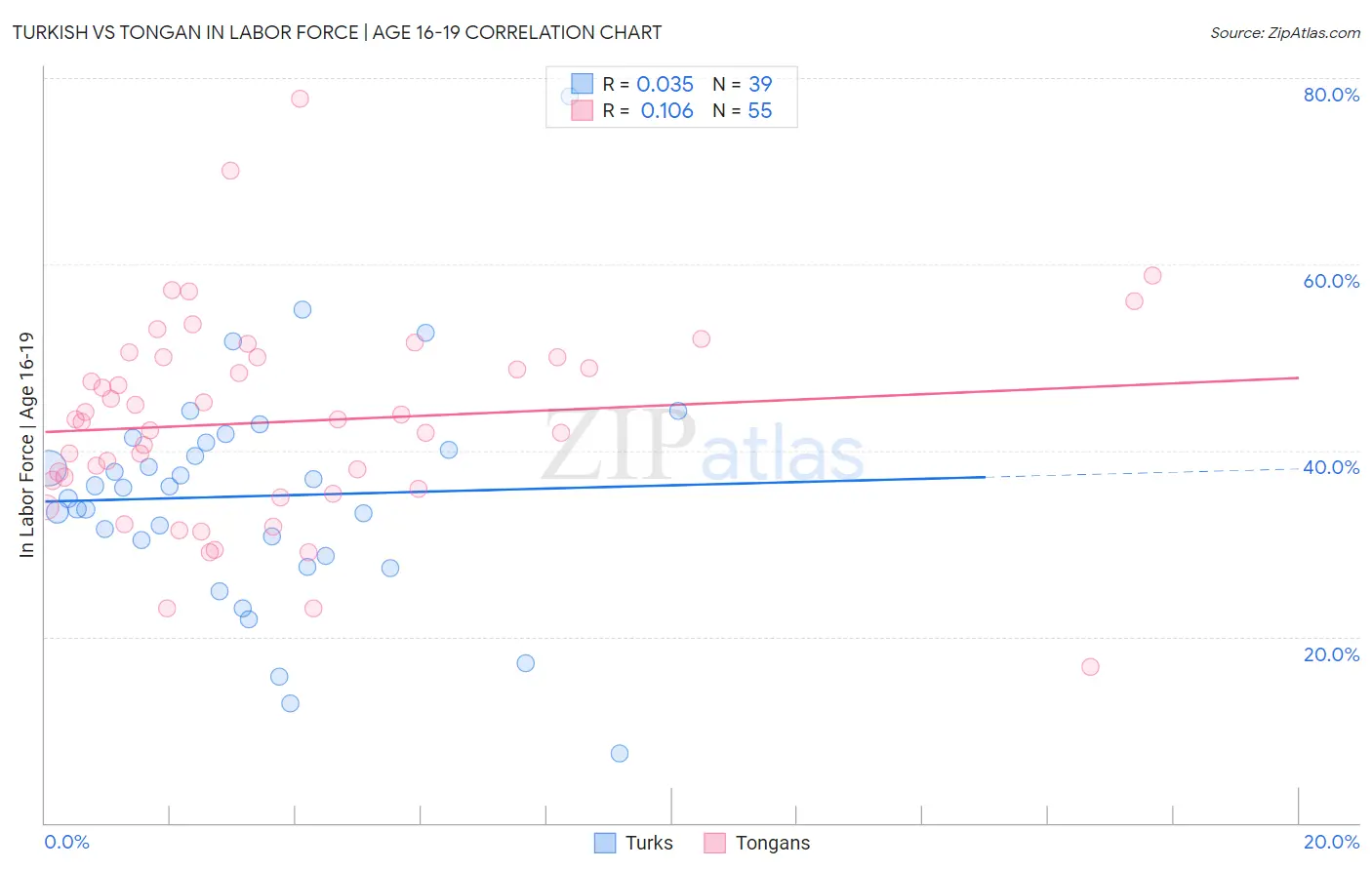 Turkish vs Tongan In Labor Force | Age 16-19