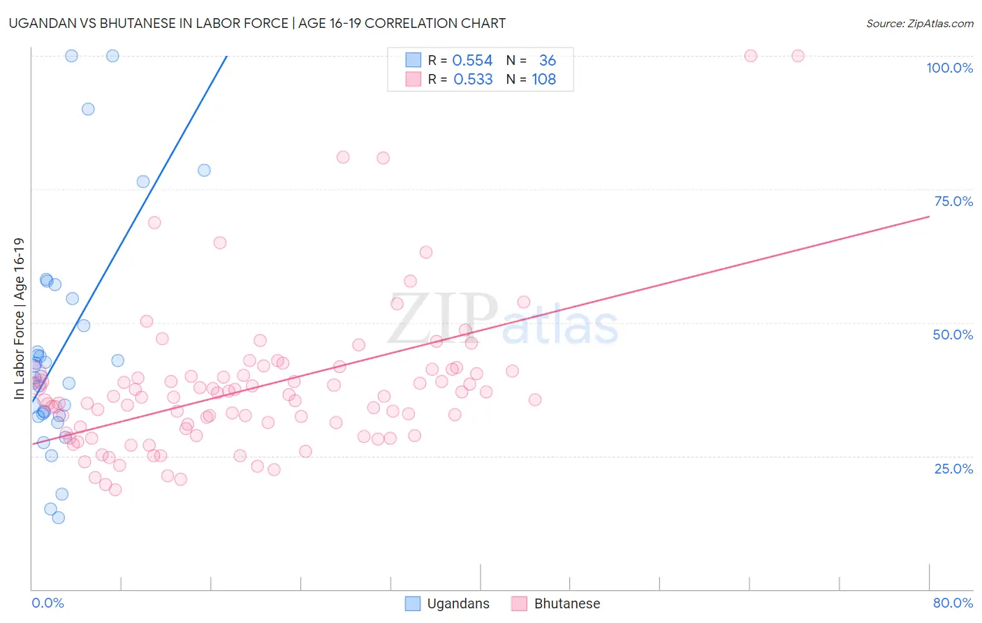 Ugandan vs Bhutanese In Labor Force | Age 16-19