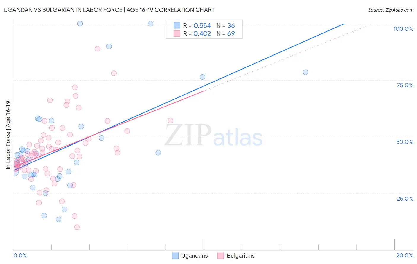 Ugandan vs Bulgarian In Labor Force | Age 16-19