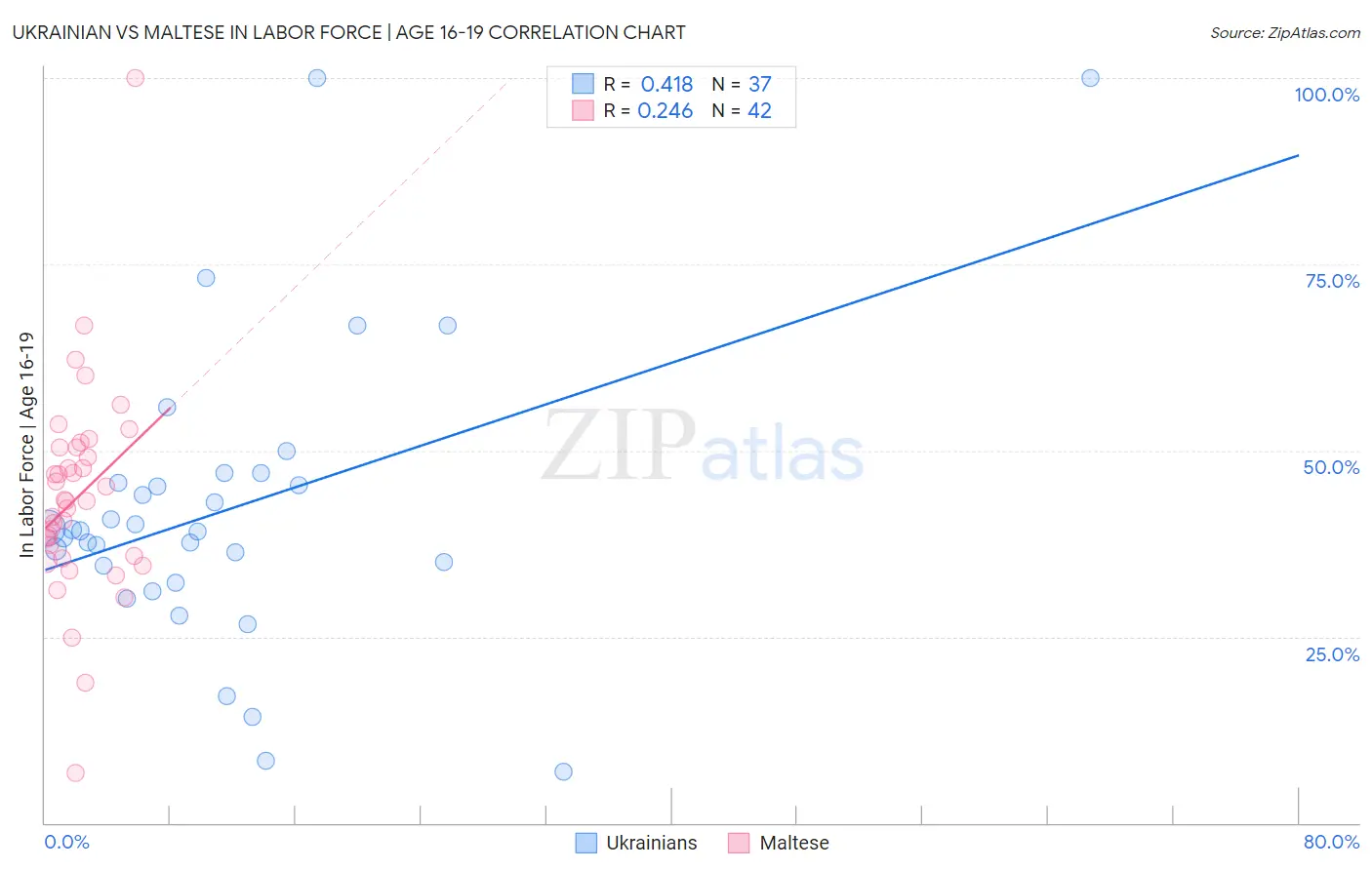 Ukrainian vs Maltese In Labor Force | Age 16-19