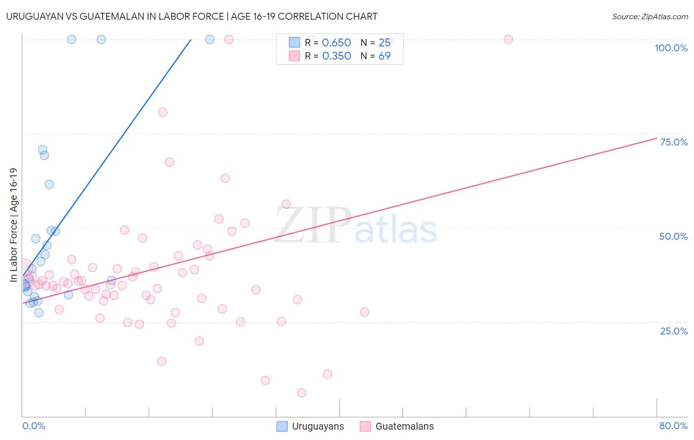 Uruguayan vs Guatemalan In Labor Force | Age 16-19