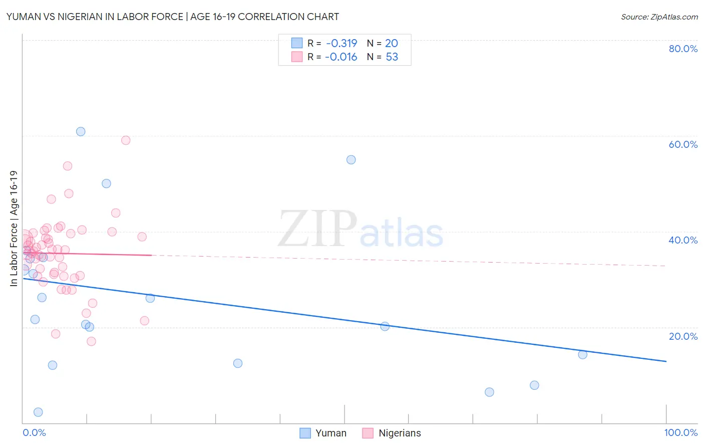 Yuman vs Nigerian In Labor Force | Age 16-19