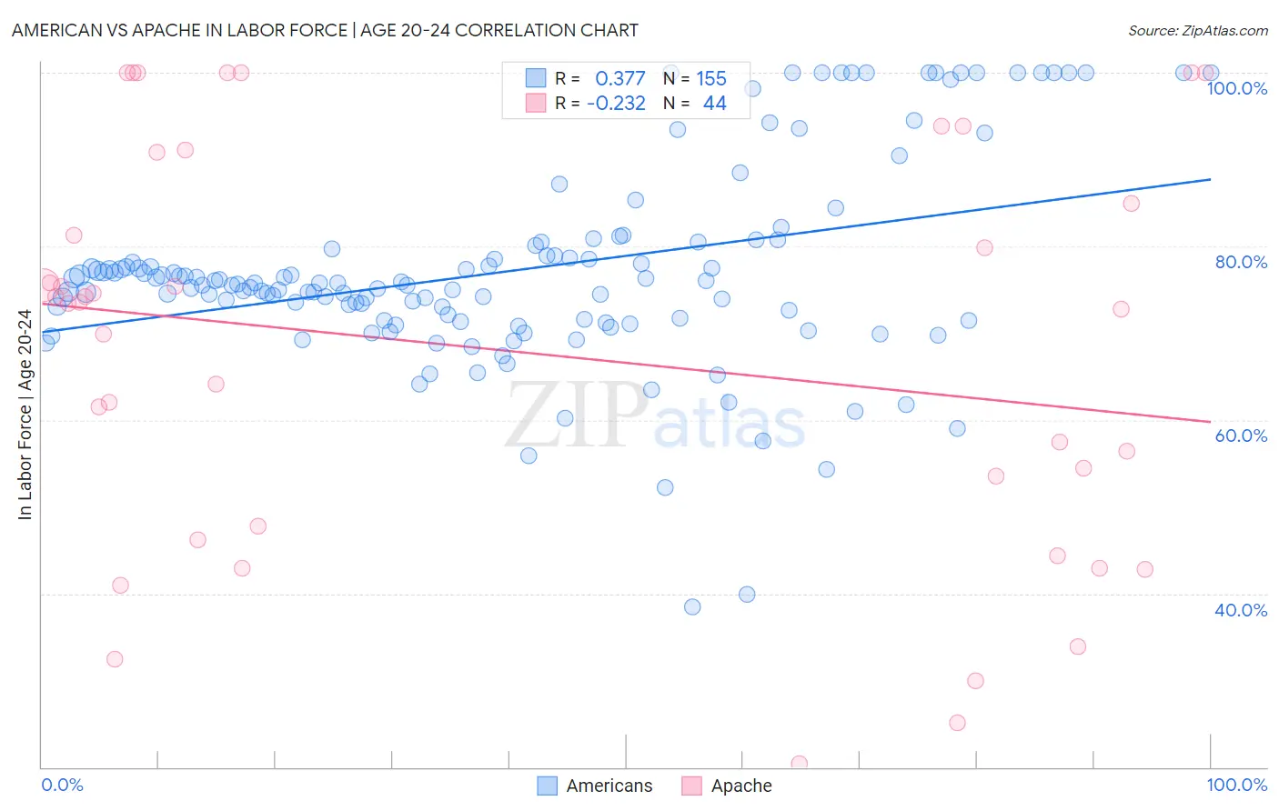 American vs Apache In Labor Force | Age 20-24